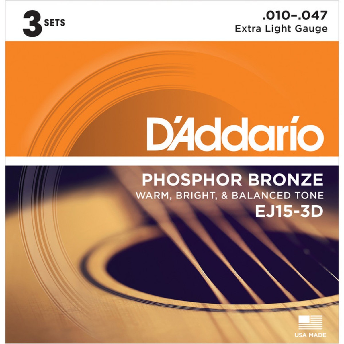 D'Addario EJ15-3D 3 Sets 10/47