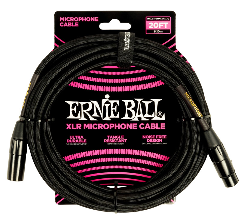 Ernie Ball 6392 Cavo Microfonico in tessuto nero 6mt