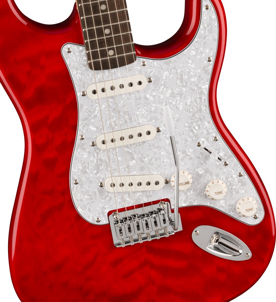 Squier Affinity Series Stratocaster QMT Crimson Red Transparent - Foto 3